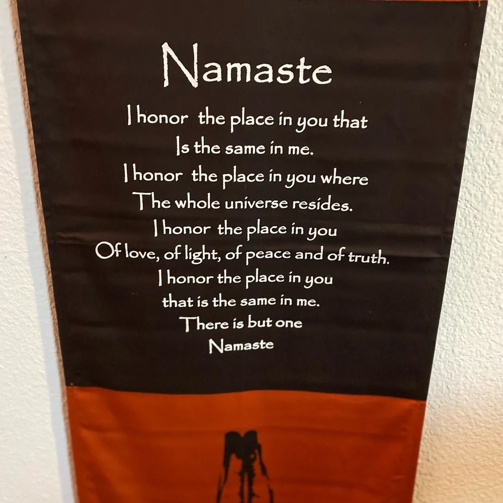 Namaste Orange and Black Wall Hanging. Hand made in Indonesia
